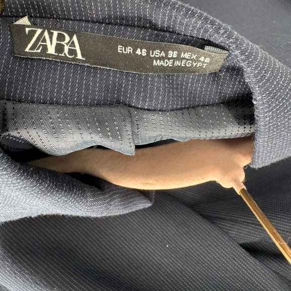 Zara Men's Navy Blue Two Button Blazer Suit Jacket - Picture 9 of 12